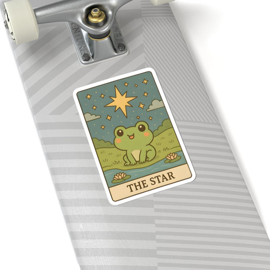 Adorable Tarotoads! "The Star" Kiss-Cut Sticker | Whimsical Nature Decor, Cute Frog Accessories, Eco-Friendly Gift, Laptop Stickers, Astrological Themed
