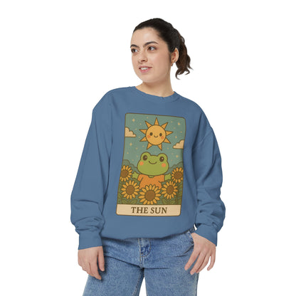 Cozy Tarotoads! "The Sun" Unisex Sweatshirt | Happy Frog Sun Sweatshirt, Unisex Pullover, Cozy Gift, Nature Lovers Apparel, Warm Fashion, Thoughtful Present