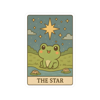 Adorable Tarotoads! "The Star" Kiss-Cut Sticker | Whimsical Nature Decor, Cute Frog Accessories, Eco-Friendly Gift, Laptop Stickers, Astrological Themed