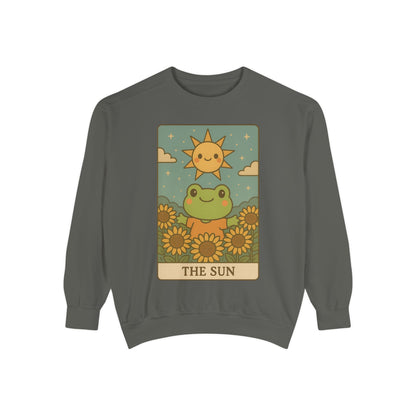 Cozy Tarotoads! "The Sun" Unisex Sweatshirt | Happy Frog Sun Sweatshirt, Unisex Pullover, Cozy Gift, Nature Lovers Apparel, Warm Fashion, Thoughtful Present