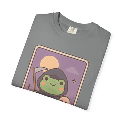 Cute Tarotoads "Death" Unisex T-Shirt | Great for Halloween, Warm And Cozy, Great Gift Idea, Astrology Apparel, Unique Tarot Graphic T-Shirt, Good For Cold Weather