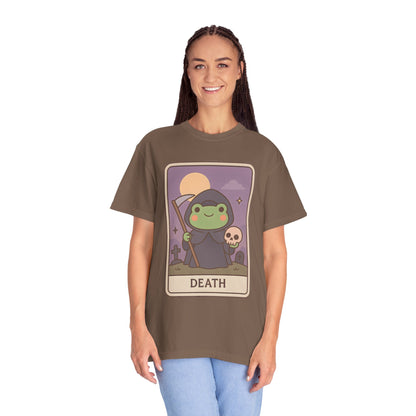 Cute Tarotoads "Death" Unisex T-Shirt | Great for Halloween, Warm And Cozy, Great Gift Idea, Astrology Apparel, Unique Tarot Graphic T-Shirt, Good For Cold Weather