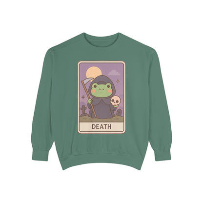 Cozy Tarotoads "Death" Unisex Sweatshirt | Astrology Apparel, Perfect for Halloween, Gift for Friends Family, Great For Frog and Tarot Lovers, Great For Cold Weather