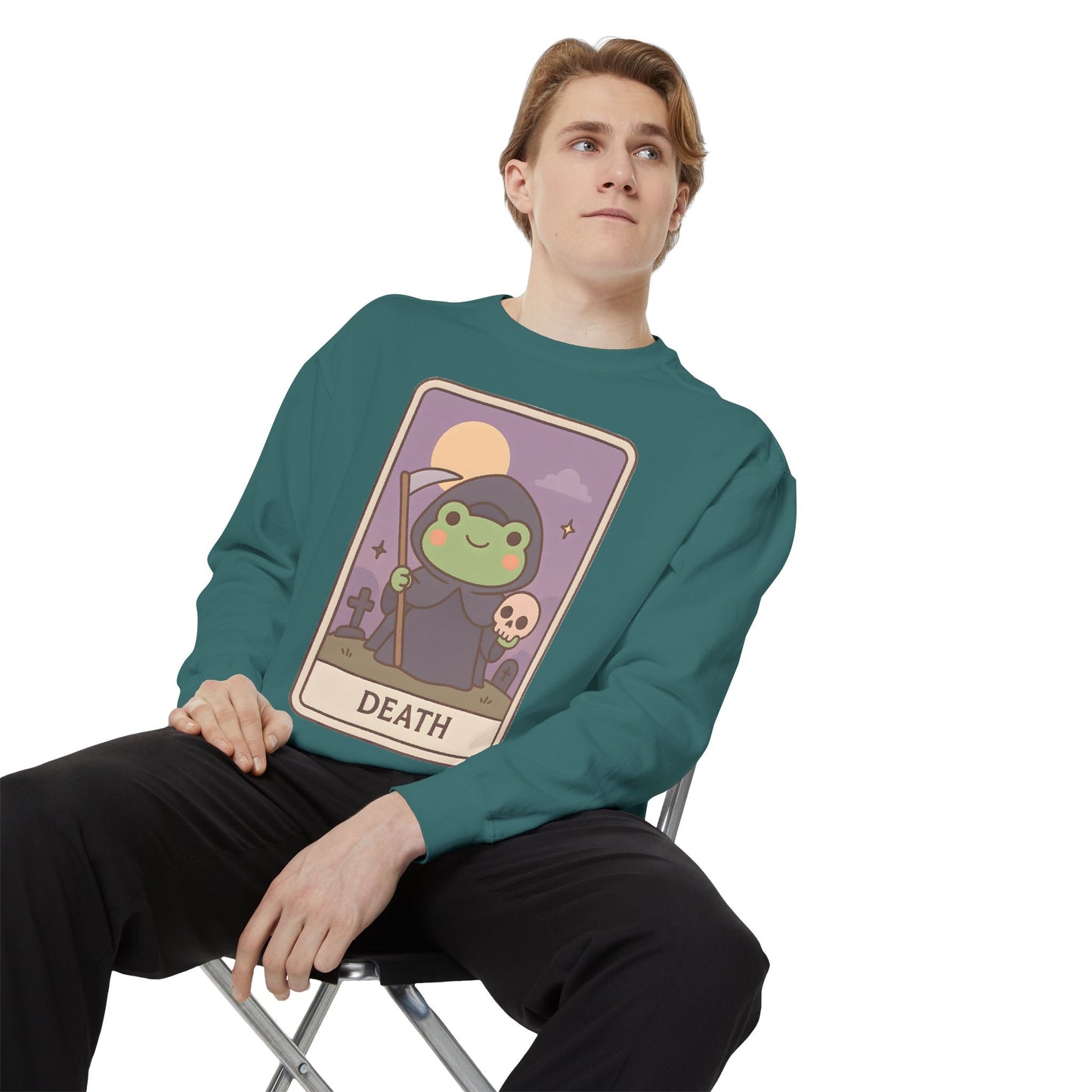 Cozy Tarotoads "Death" Unisex Sweatshirt | Astrology Apparel, Perfect for Halloween, Gift for Friends Family, Great For Frog and Tarot Lovers, Great For Cold Weather