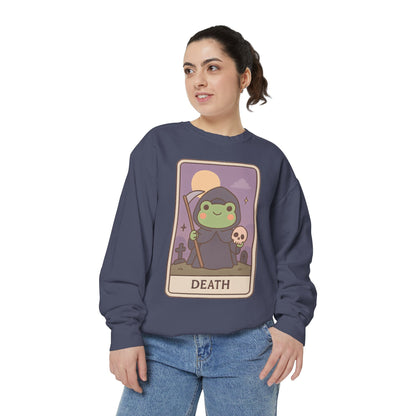 Cozy Tarotoads "Death" Unisex Sweatshirt | Astrology Apparel, Perfect for Halloween, Gift for Friends Family, Great For Frog and Tarot Lovers, Great For Cold Weather