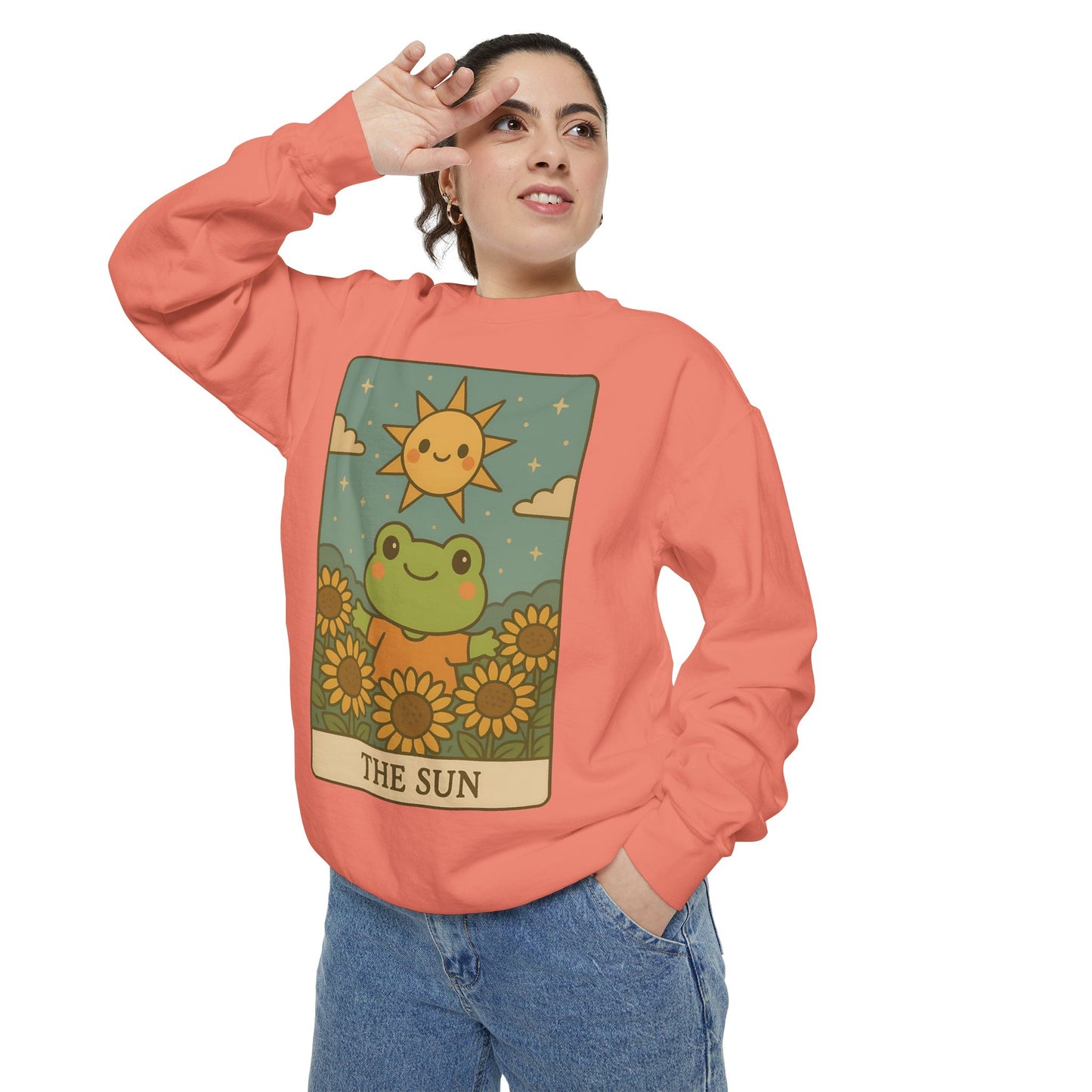 Cozy Tarotoads! "The Sun" Unisex Sweatshirt | Happy Frog Sun Sweatshirt, Unisex Pullover, Cozy Gift, Nature Lovers Apparel, Warm Fashion, Thoughtful Present