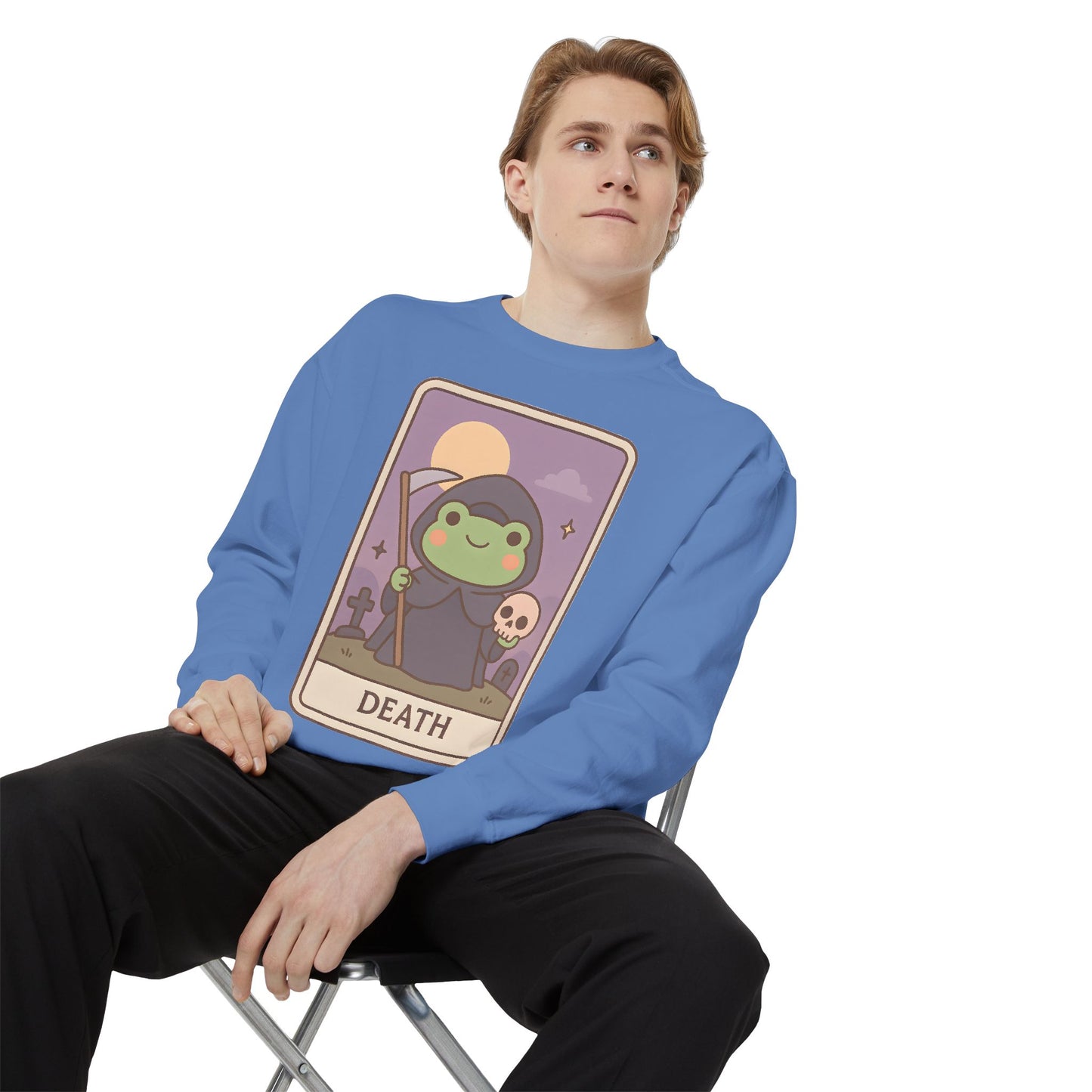 Cozy Tarotoads "Death" Unisex Sweatshirt | Astrology Apparel, Perfect for Halloween, Gift for Friends Family, Great For Frog and Tarot Lovers, Great For Cold Weather