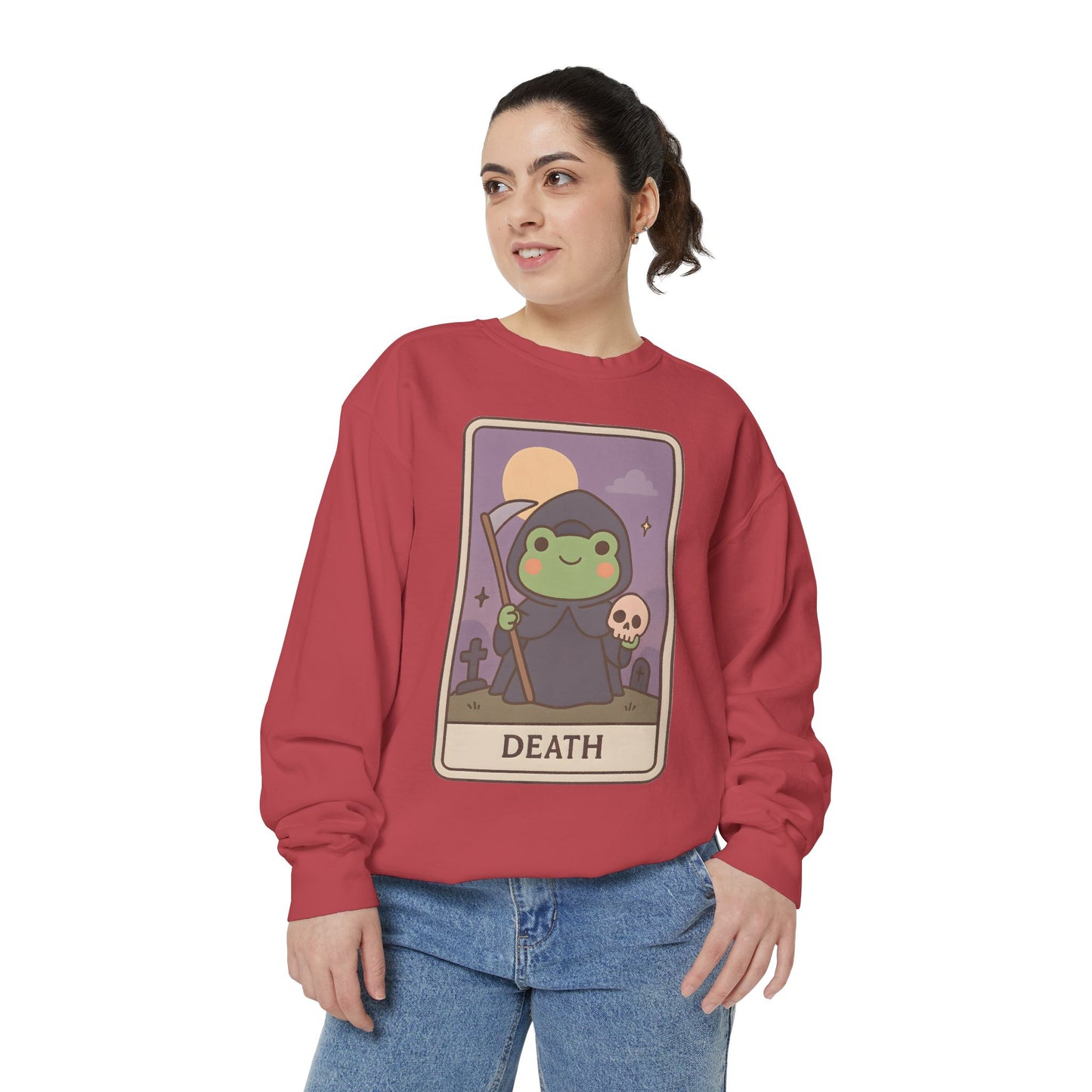 Cozy Tarotoads "Death" Unisex Sweatshirt | Astrology Apparel, Perfect for Halloween, Gift for Friends Family, Great For Frog and Tarot Lovers, Great For Cold Weather