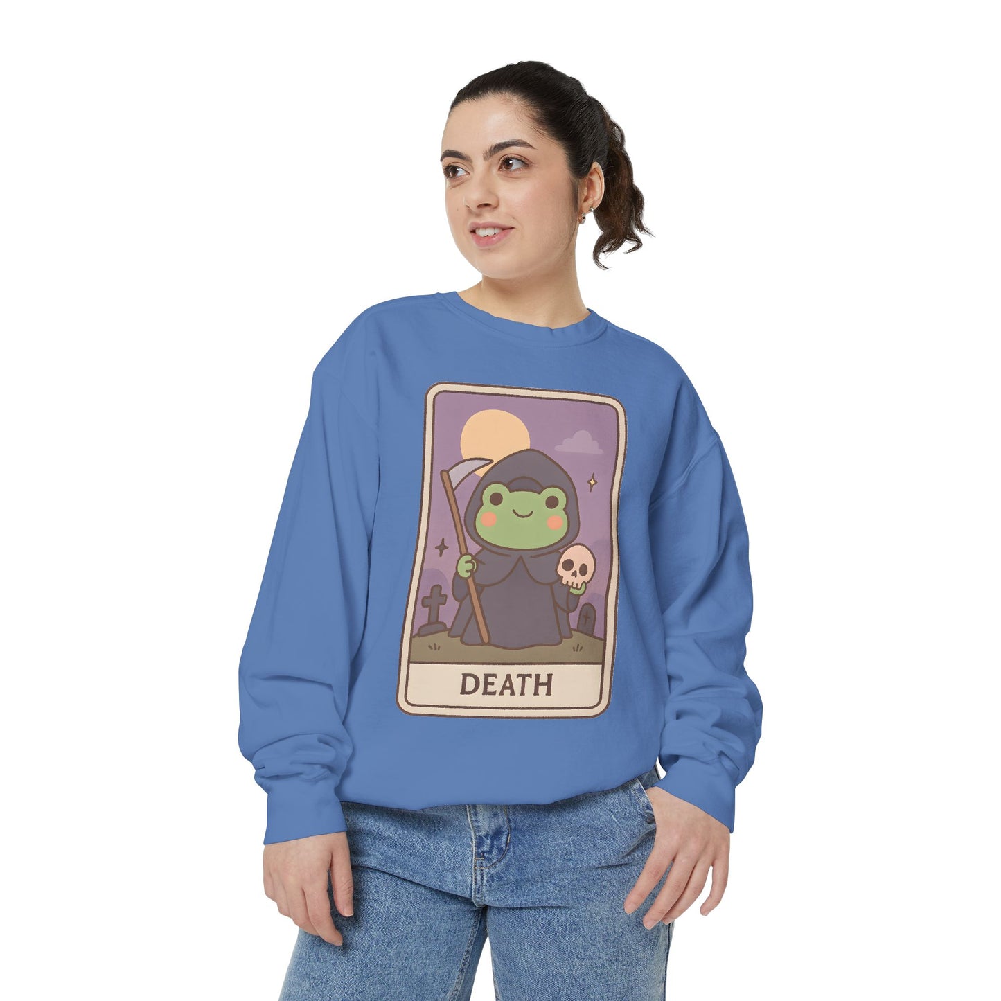 Cozy Tarotoads "Death" Unisex Sweatshirt | Astrology Apparel, Perfect for Halloween, Gift for Friends Family, Great For Frog and Tarot Lovers, Great For Cold Weather