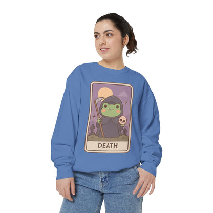 Cozy Tarotoads "Death" Unisex Sweatshirt | Astrology Apparel, Perfect for Halloween, Gift for Friends Family, Great For Frog and Tarot Lovers, Great For Cold Weather