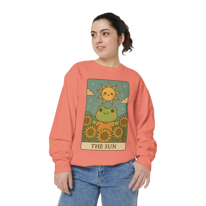Cozy Tarotoads! "The Sun" Unisex Sweatshirt | Happy Frog Sun Sweatshirt, Unisex Pullover, Cozy Gift, Nature Lovers Apparel, Warm Fashion, Thoughtful Present