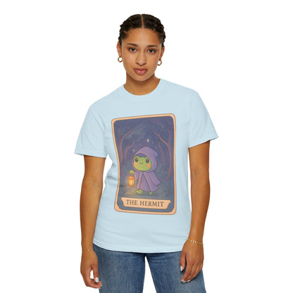 Cute Tarotoads "The Hermit" Unisex T-Shirt | Great for Halloween, Warm And Cozy, Great Gift Idea, Astrology Apparel, Unique Tarot Graphic T-Shirt, Good For Cold Weather