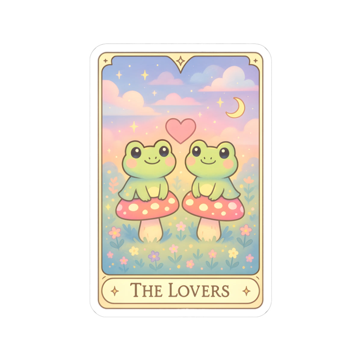 Adorable Tarotoads! "The Lovers" Kiss-Cut Stickers | Cute Couple Decals, Whimsical Wall Decor, Gifts for Friends, Love Theme Accessories