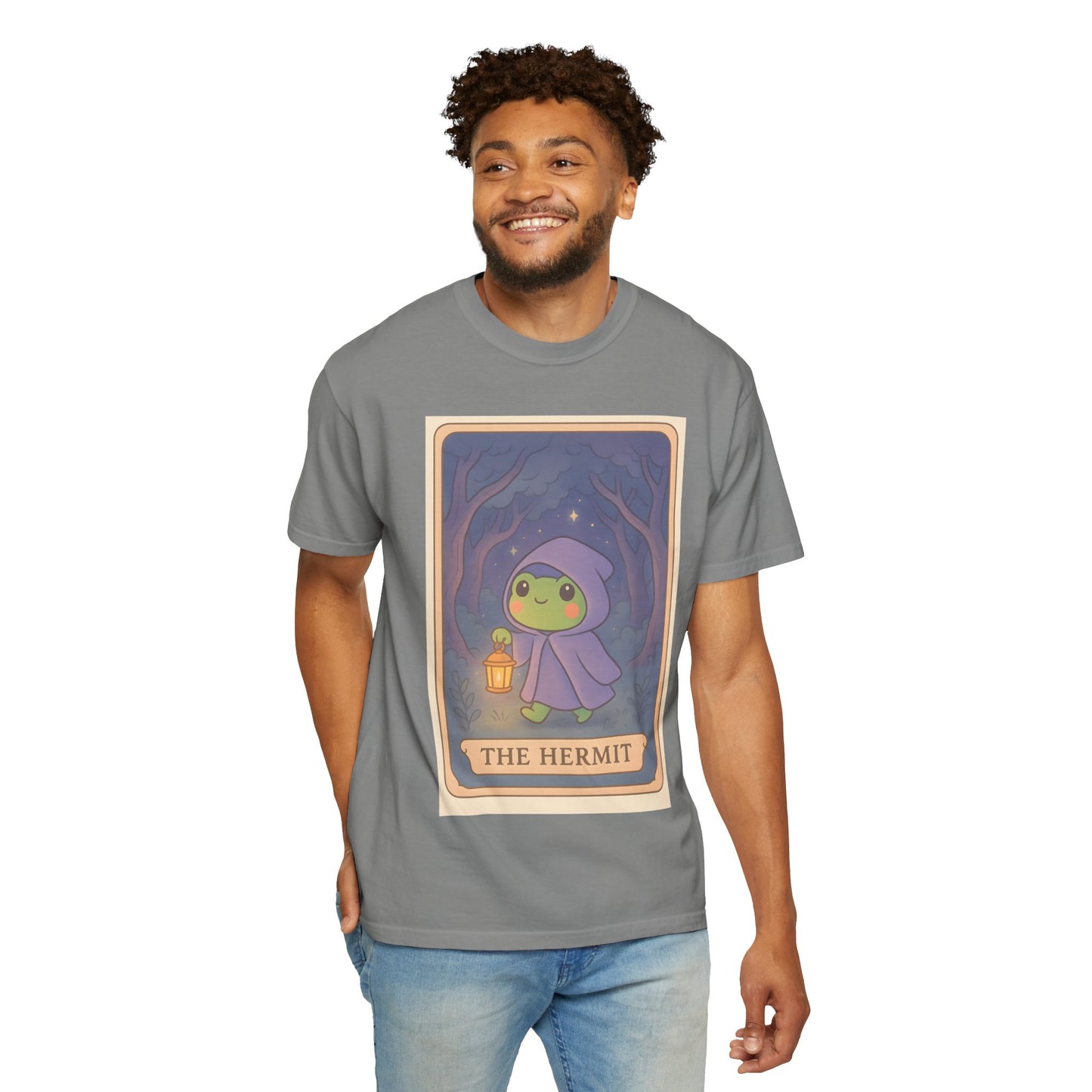 Unisex Garment-Dyed T-Shirt | Adorable Graphic T-shirt | Tarotoads! - “The Hermit"