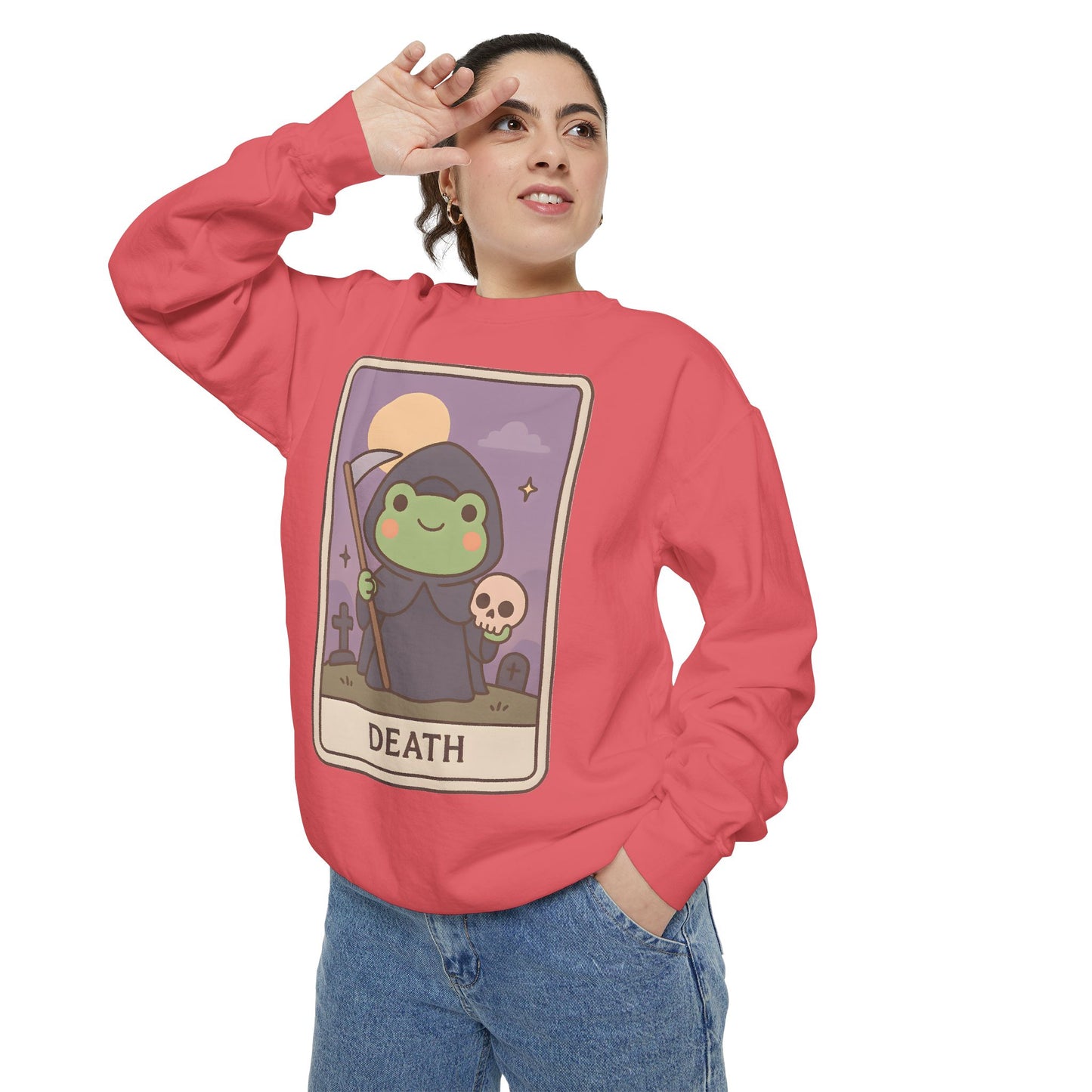 Cozy Tarotoads "Death" Unisex Sweatshirt | Astrology Apparel, Perfect for Halloween, Gift for Friends Family, Great For Frog and Tarot Lovers, Great For Cold Weather