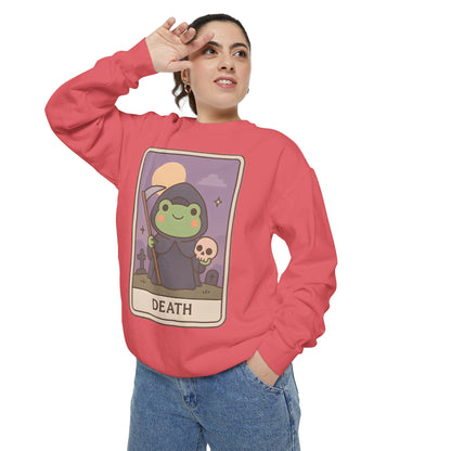 Cozy Tarotoads "Death" Unisex Sweatshirt | Astrology Apparel, Perfect for Halloween, Gift for Friends Family, Great For Frog and Tarot Lovers, Great For Cold Weather