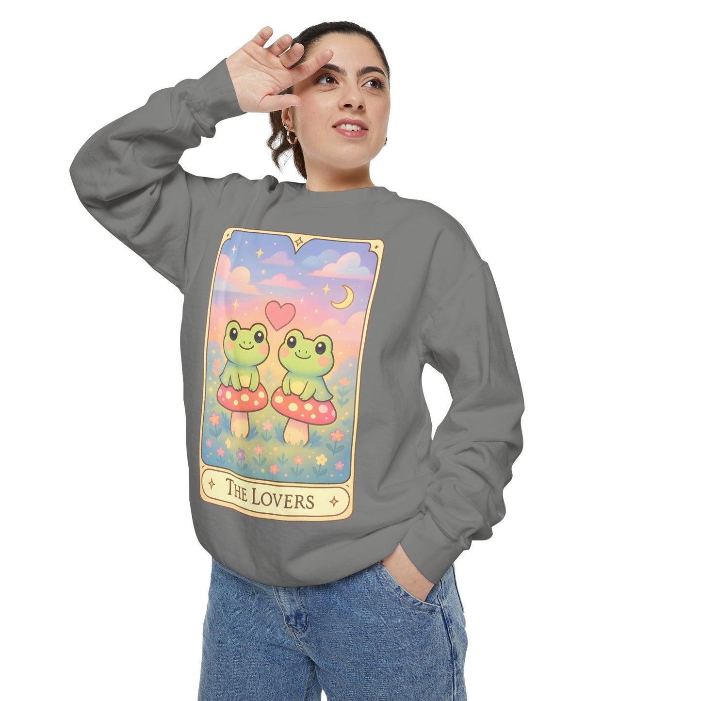 Cozy Tarotoads "The Lovers" Unisex Sweatshirt | Astrology Apparel, Perfect for Halloween, Gift for Friends Family, Great For Frog and Tarot Lovers, Great For Cold Weather