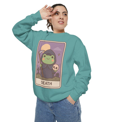Cozy Tarotoads "Death" Unisex Sweatshirt | Astrology Apparel, Perfect for Halloween, Gift for Friends Family, Great For Frog and Tarot Lovers, Great For Cold Weather