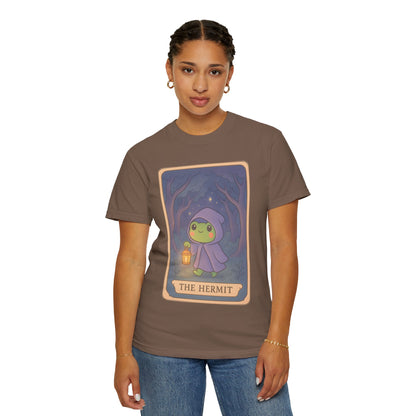 Cute Tarotoads "The Hermit" Unisex T-Shirt | Great for Halloween, Warm And Cozy, Great Gift Idea, Astrology Apparel, Unique Tarot Graphic T-Shirt, Good For Cold Weather