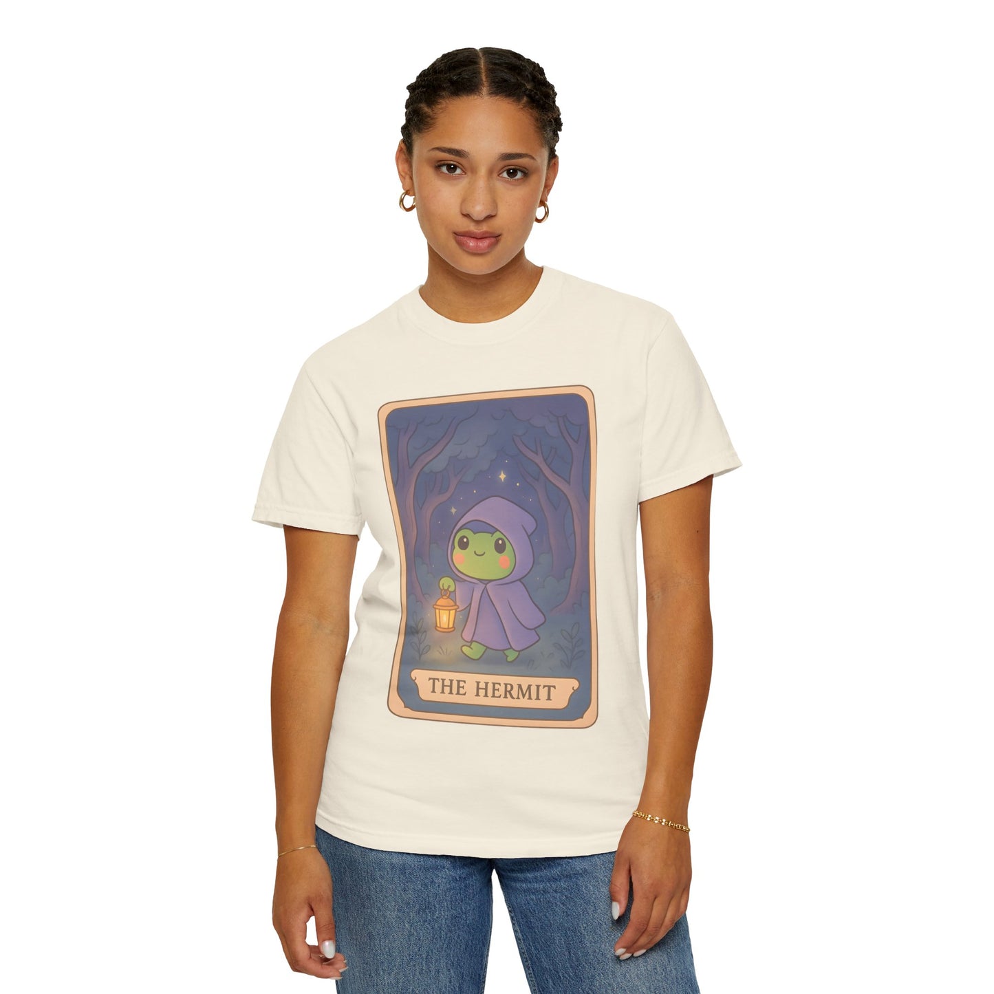 Cute Tarotoads "The Hermit" Unisex T-Shirt | Great for Halloween, Warm And Cozy, Great Gift Idea, Astrology Apparel, Unique Tarot Graphic T-Shirt, Good For Cold Weather