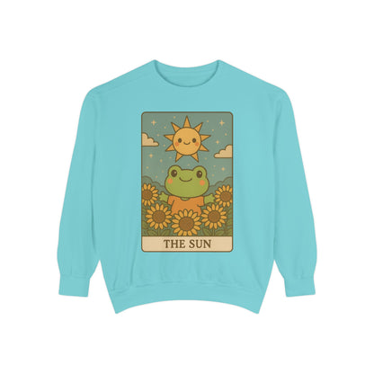 Cozy Tarotoads! "The Sun" Unisex Sweatshirt | Happy Frog Sun Sweatshirt, Unisex Pullover, Cozy Gift, Nature Lovers Apparel, Warm Fashion, Thoughtful Present