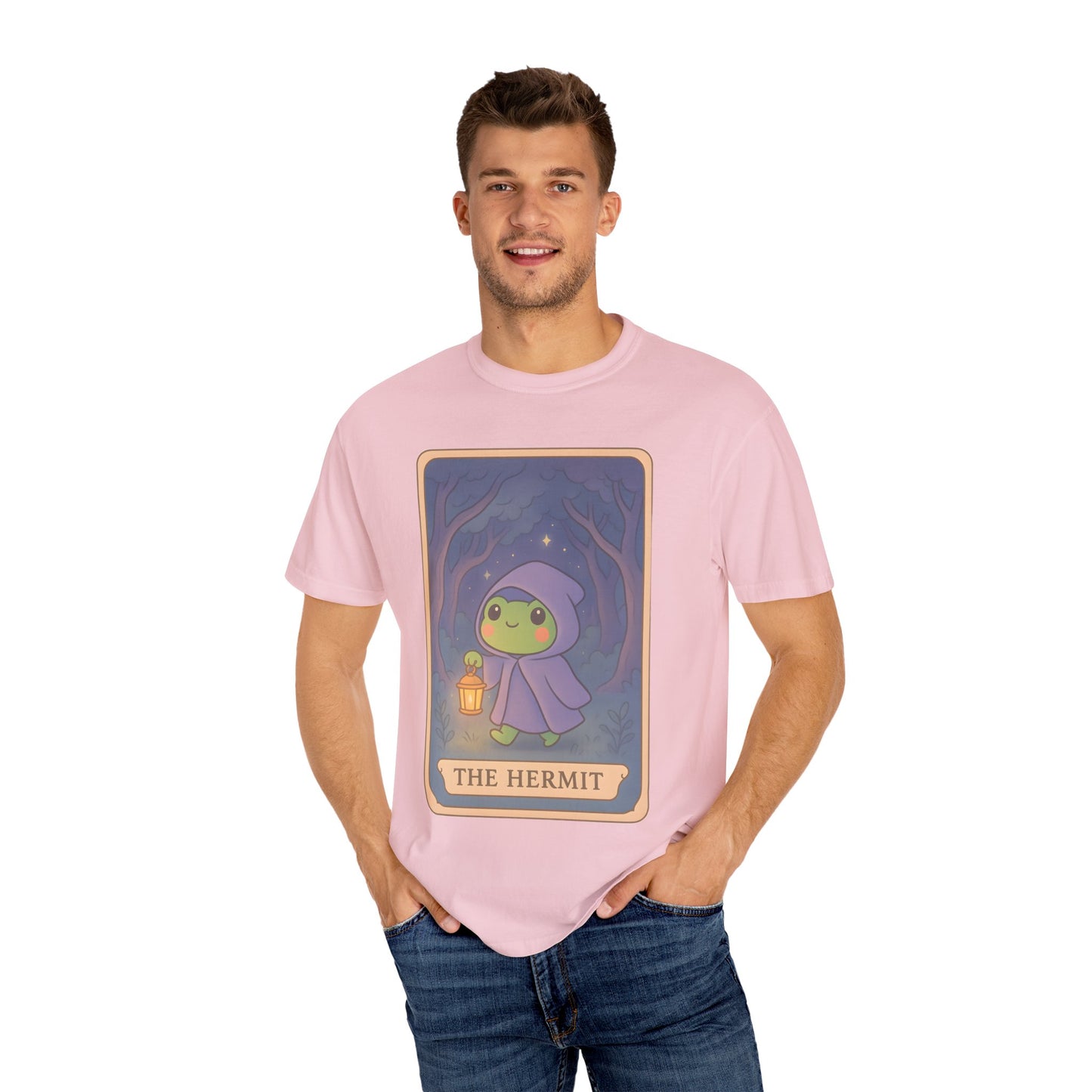 Cute Tarotoads "The Hermit" Unisex T-Shirt | Great for Halloween, Warm And Cozy, Great Gift Idea, Astrology Apparel, Unique Tarot Graphic T-Shirt, Good For Cold Weather