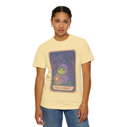 Cute Tarotoads "The Hermit" Unisex T-Shirt | Great for Halloween, Warm And Cozy, Great Gift Idea, Astrology Apparel, Unique Tarot Graphic T-Shirt, Good For Cold Weather