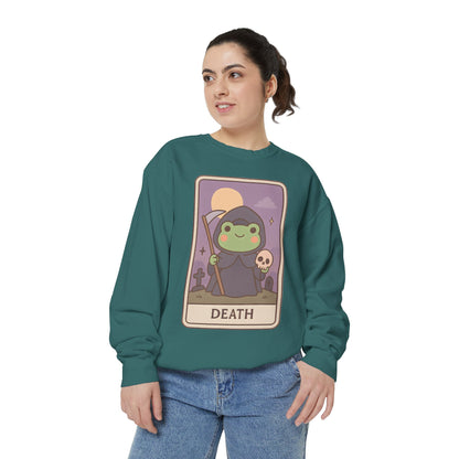 Cozy Tarotoads "Death" Unisex Sweatshirt | Astrology Apparel, Perfect for Halloween, Gift for Friends Family, Great For Frog and Tarot Lovers, Great For Cold Weather