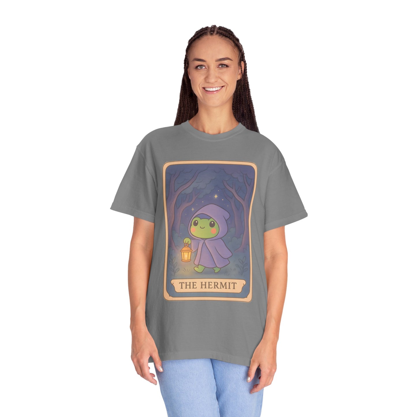Cute Tarotoads "The Hermit" Unisex T-Shirt | Great for Halloween, Warm And Cozy, Great Gift Idea, Astrology Apparel, Unique Tarot Graphic T-Shirt, Good For Cold Weather