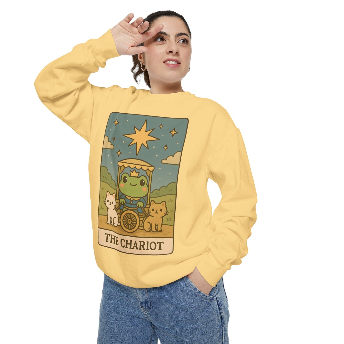 Cozy Tarotoads "The Chariot" Unisex Sweatshirt | Astrology Apparel, Perfect for Halloween, Gift for Friends Family, Great For Frog and Tarot Lovers, Great For Cold Weather