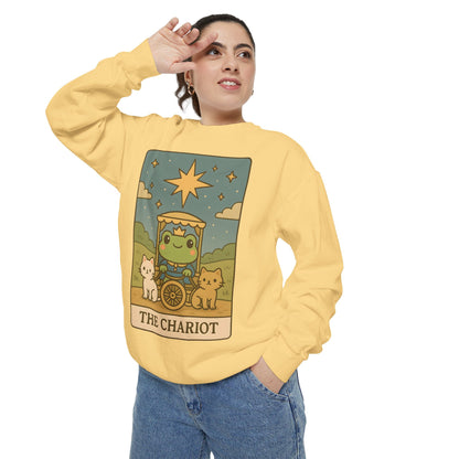 Cozy Tarotoads "The Chariot" Unisex Sweatshirt | Astrology Apparel, Perfect for Halloween, Gift for Friends Family, Great For Frog and Tarot Lovers, Great For Cold Weather