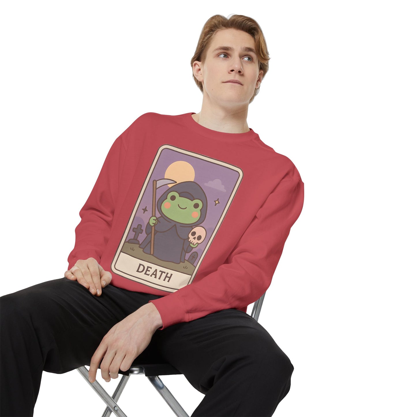 Cozy Tarotoads "Death" Unisex Sweatshirt | Astrology Apparel, Perfect for Halloween, Gift for Friends Family, Great For Frog and Tarot Lovers, Great For Cold Weather