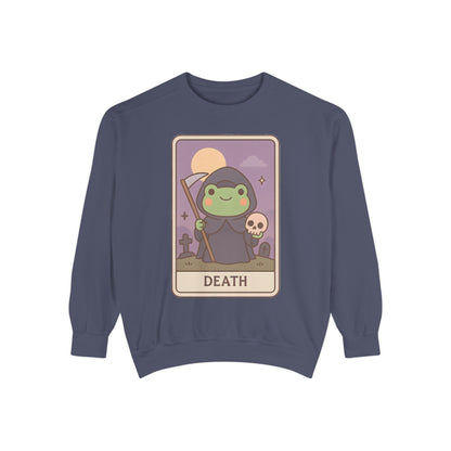 Cozy Tarotoads "Death" Unisex Sweatshirt | Astrology Apparel, Perfect for Halloween, Gift for Friends Family, Great For Frog and Tarot Lovers, Great For Cold Weather