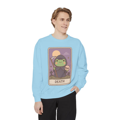 Cozy Tarotoads "Death" Unisex Sweatshirt | Astrology Apparel, Perfect for Halloween, Gift for Friends Family, Great For Frog and Tarot Lovers, Great For Cold Weather