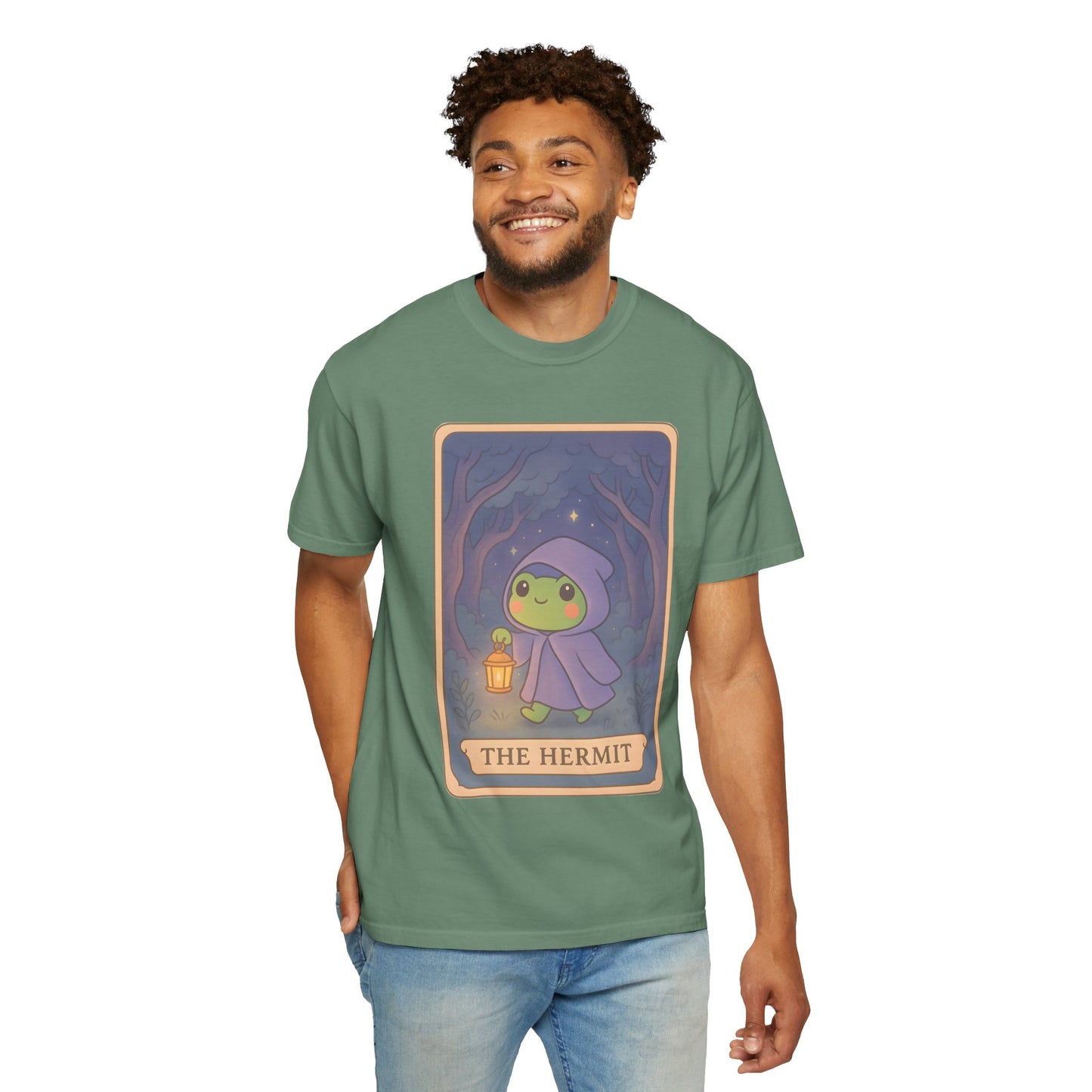 Cute Tarotoads "The Hermit" Unisex T-Shirt | Great for Halloween, Warm And Cozy, Great Gift Idea, Astrology Apparel, Unique Tarot Graphic T-Shirt, Good For Cold Weather