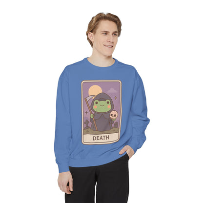 Cozy Tarotoads "Death" Unisex Sweatshirt | Astrology Apparel, Perfect for Halloween, Gift for Friends Family, Great For Frog and Tarot Lovers, Great For Cold Weather