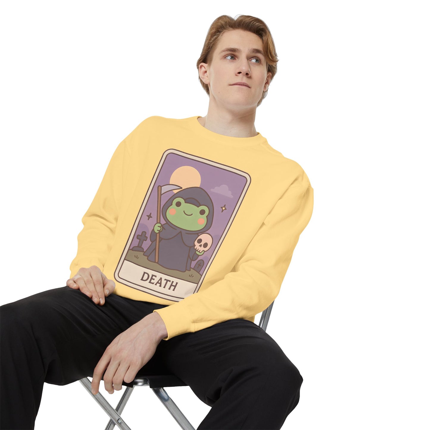 Cozy Tarotoads "Death" Unisex Sweatshirt | Astrology Apparel, Perfect for Halloween, Gift for Friends Family, Great For Frog and Tarot Lovers, Great For Cold Weather
