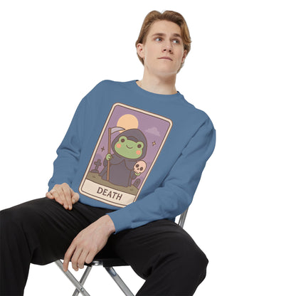 Cozy Tarotoads "Death" Unisex Sweatshirt | Astrology Apparel, Perfect for Halloween, Gift for Friends Family, Great For Frog and Tarot Lovers, Great For Cold Weather