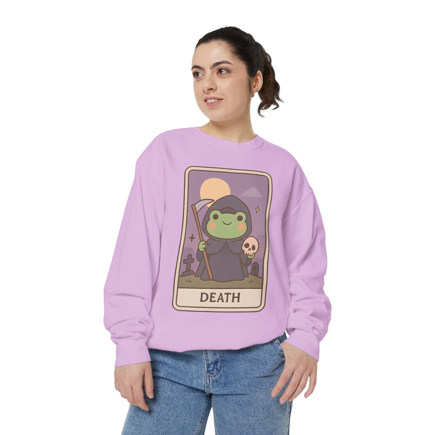 Cozy Tarotoads "Death" Unisex Sweatshirt | Astrology Apparel, Perfect for Halloween, Gift for Friends Family, Great For Frog and Tarot Lovers, Great For Cold Weather