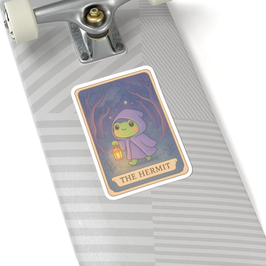 Cute Tarotoads! "The Hermit" Kiss-Cut Sticker | Aesthetic Planner Stickers, Scrapbooking Supplies, Laptop Decals, Gifts for Spirituality