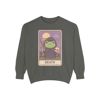 Cozy Tarotoads "Death" Unisex Sweatshirt | Astrology Apparel, Perfect for Halloween, Gift for Friends Family, Great For Frog and Tarot Lovers, Great For Cold Weather