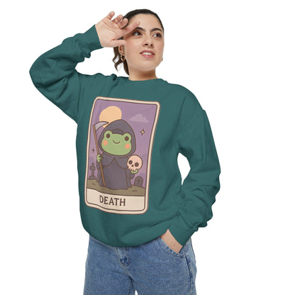 Cozy Tarotoads "Death" Unisex Sweatshirt | Astrology Apparel, Perfect for Halloween, Gift for Friends Family, Great For Frog and Tarot Lovers, Great For Cold Weather