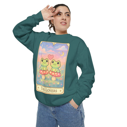 Cozy Tarotoads "The Lovers" Unisex Sweatshirt | Astrology Apparel, Perfect for Halloween, Gift for Friends Family, Great For Frog and Tarot Lovers, Great For Cold Weather