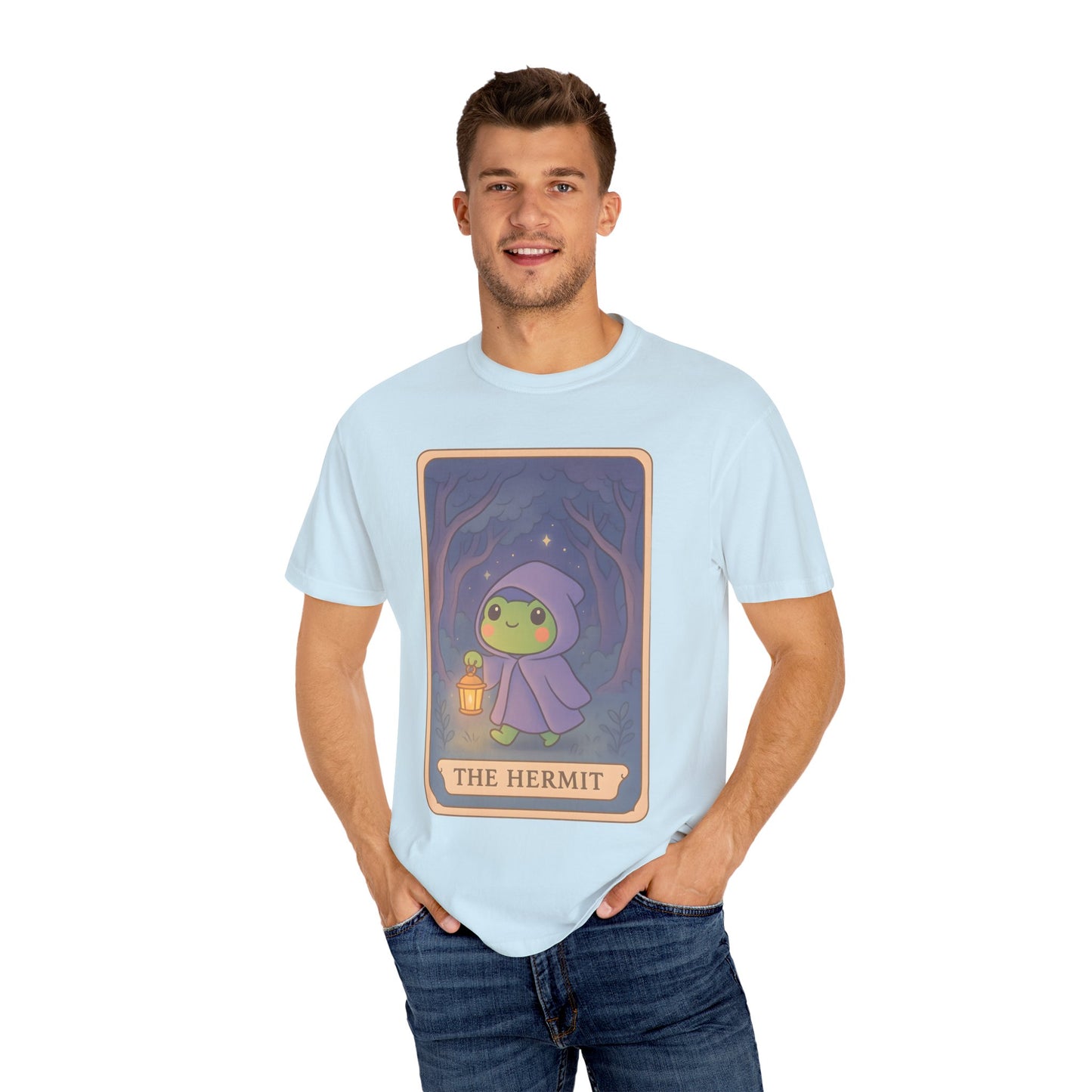 Cute Tarotoads "The Hermit" Unisex T-Shirt | Great for Halloween, Warm And Cozy, Great Gift Idea, Astrology Apparel, Unique Tarot Graphic T-Shirt, Good For Cold Weather