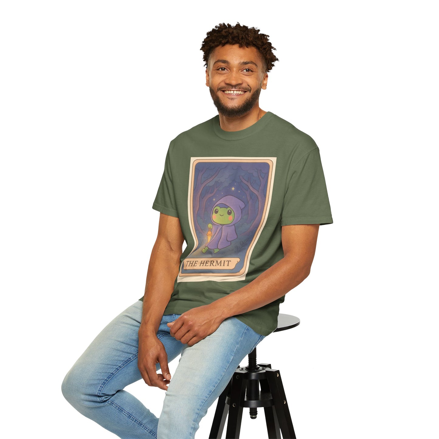 Unisex Garment-Dyed T-Shirt | Adorable Graphic T-shirt | Tarotoads! - “The Hermit"