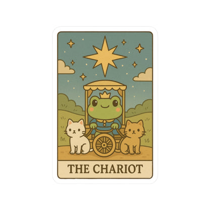Charming Tarotoads! "The Chariot" Kiss-Cut Stickers for Laptop, Planner, Scrapbooking, Gifts for Tarot Lovers, Cute Frog Design