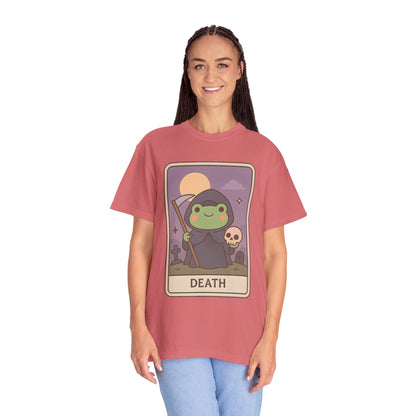 Cute Tarotoads "Death" Unisex T-Shirt | Great for Halloween, Warm And Cozy, Great Gift Idea, Astrology Apparel, Unique Tarot Graphic T-Shirt, Good For Cold Weather