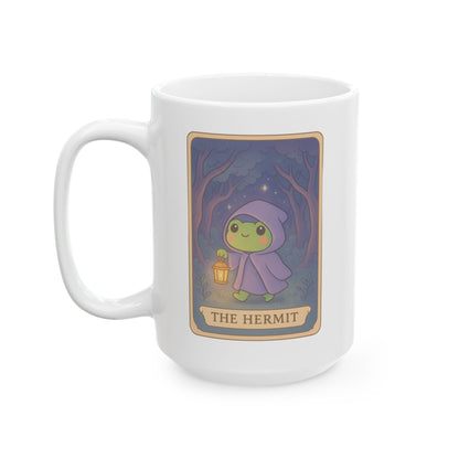 Adorable Tarotoads! "The Hermit" White Ceramic Mug | Cozy Vibes for Coffee Lovers, Perfect Gift for Birthdays, Anniversaries, or Just Because <3
