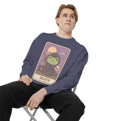 Cozy Tarotoads "Death" Unisex Sweatshirt | Astrology Apparel, Perfect for Halloween, Gift for Friends Family, Great For Frog and Tarot Lovers, Great For Cold Weather