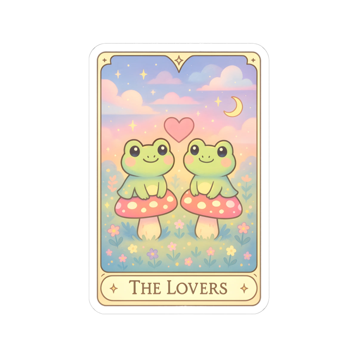 Adorable Tarotoads! "The Lovers" Kiss-Cut Stickers | Cute Couple Decals, Whimsical Wall Decor, Gifts for Friends, Love Theme Accessories